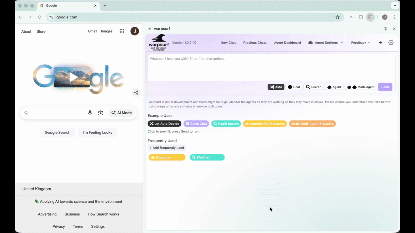 Panel and options menu demo